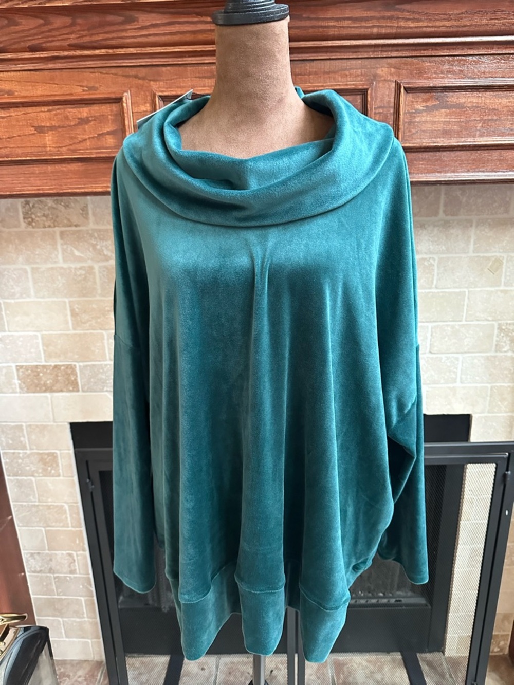NWT Women's Teal Cowl Neck Sweater - Cozy Oversized Pullover by Cable & Gauge